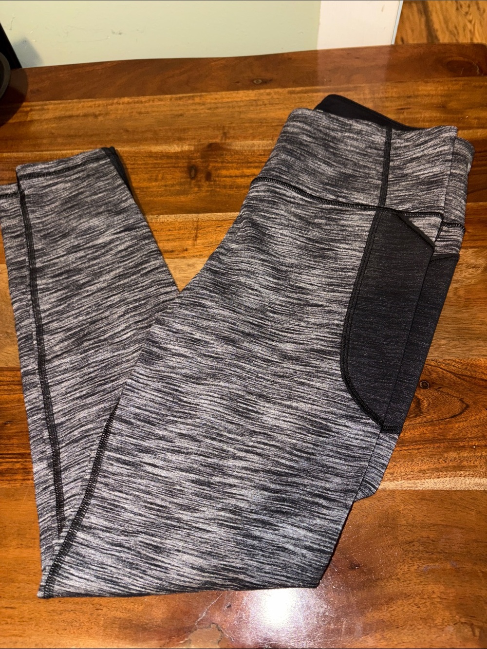 Victoria's Secret Gray Space-Dye Leggings with Black Side Pocket